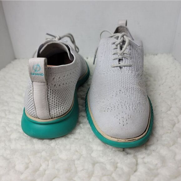 Cole Haan 2.ZERØGRAND Mens Size 11 Gray Stitchlite Wingtip Oxford Turquoise Sole - Picture 7 of 10